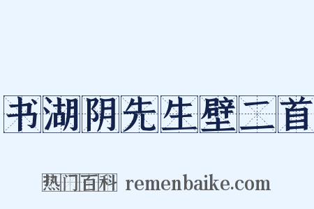 书湖阴先生壁二首是什么意思的图片